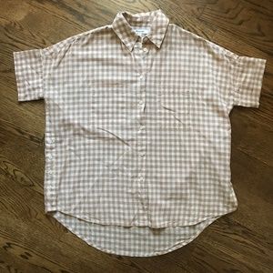 Madewell Tan Gingham Check Top Shirt Blouse XS